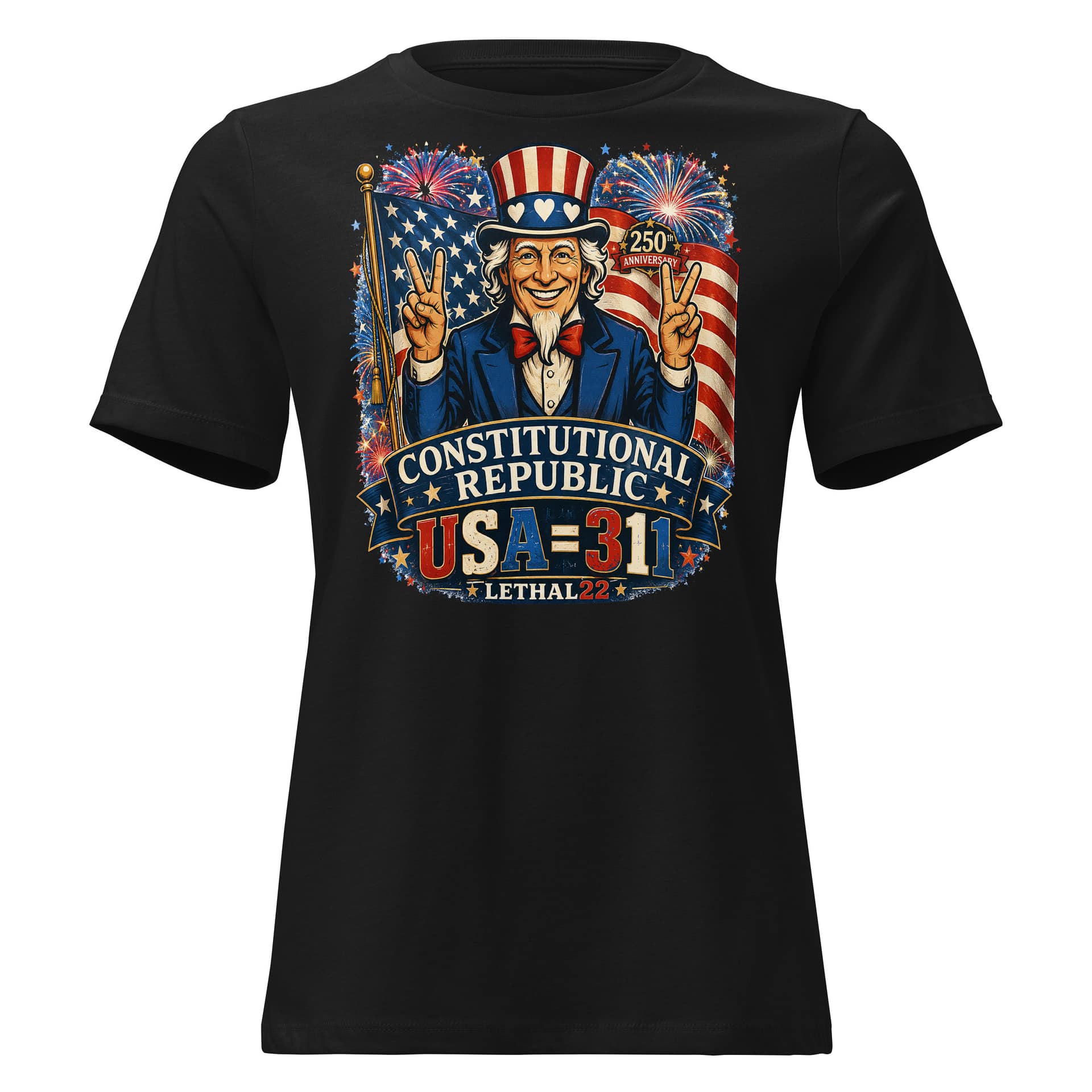 Uncle Sam USA=32=5 - Ladies T - Image 2