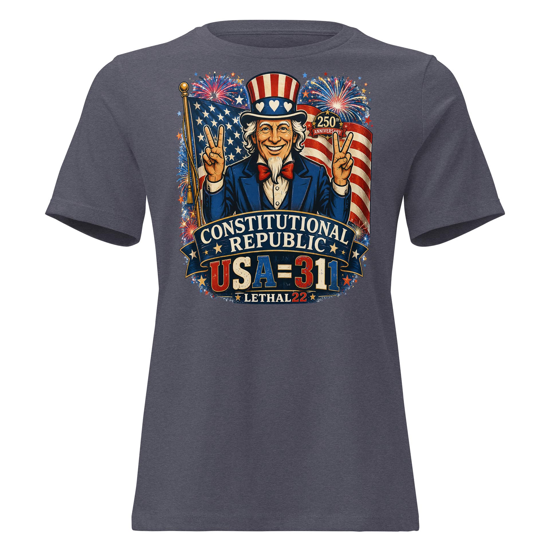 Uncle Sam USA=32=5 - Ladies T - Image 3