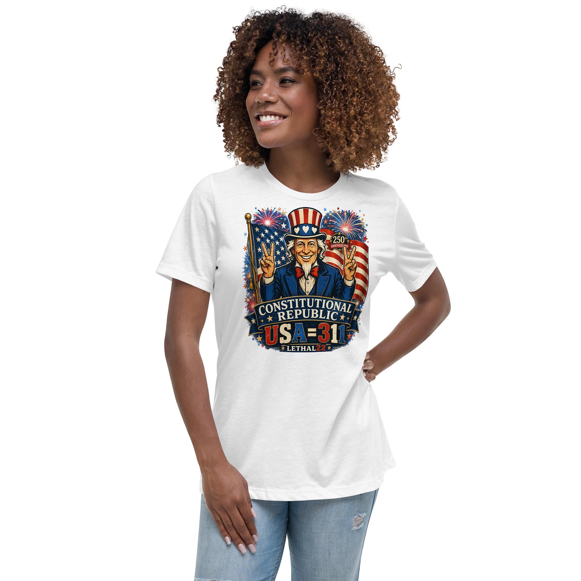 Uncle Sam USA=32=5 - Ladies T - Image 11