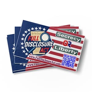 Set of 100 business - Secrecy or Liberty — The People Must Choose. Promo Cards